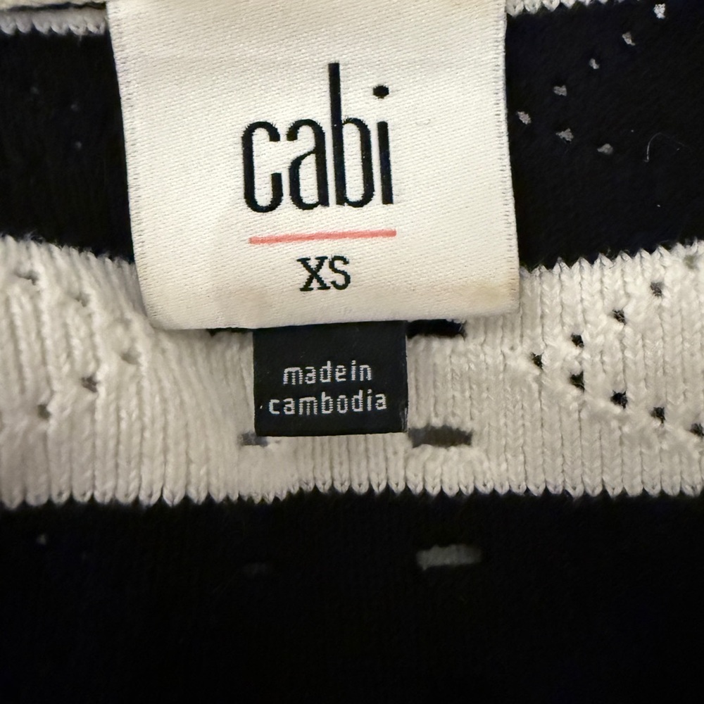 CAbi - Runway Pullover - Chic Black and White Striped Sweater - Size XS - Picture 6 of 7